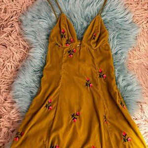 Urban Outfitters Velvet Embroidered Mini Dress
